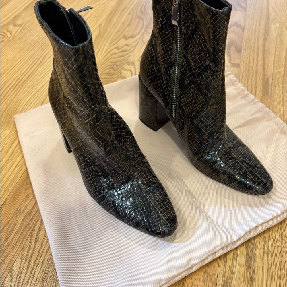 Zara Black Snakeskin Ankle Boots